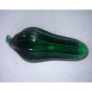 Vintage MCM Art Glass Translucent Jade Green Pepper Pickle Paperweight‎ 7”